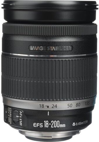Canon EF-S 18-200mm f/3.5-5.6 هي حزمة عدسات | تكبير APS-C الكل في واحد مع تثبيت بصري للصورة ونطاق واسع إلى تقريب | رائعة للسفر والصور اليومية (2752B002) + مجموعة الفلتر + المزيد in Kuwait