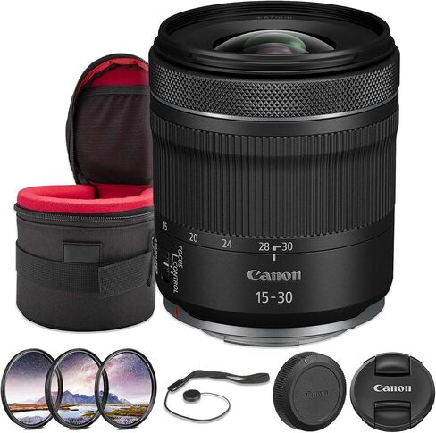 Canon RF 15-30mm f/4.5-6.3 is STM Lens | Compact Ultra-Wide Zoom with Optical Image Stabilization, Smooth STM Autofocus & Lightweight Design | for Travel & Vlogging (5775C002) + Filter Kit + More in Kuwait
