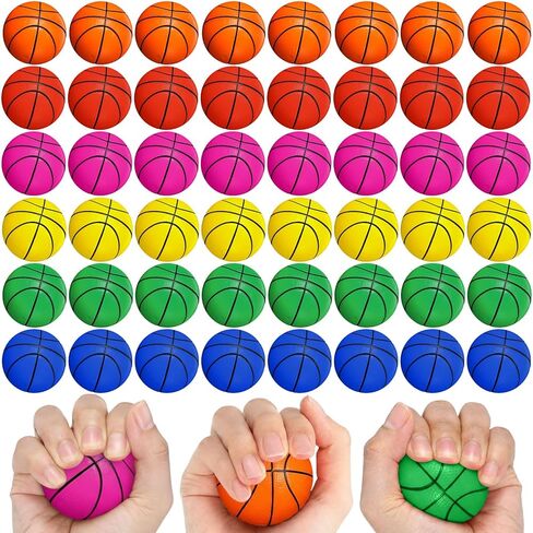 Sumind 48 PCS 2.5 بوصة كرات كرة السلة الصغيرة في كرة السلة MINI حفلة كرة السلة لصالح الرغوة الصغيرة الضغط على الكرة الرياضية لضغط الضغط على هدايا الحفلة in Kuwait