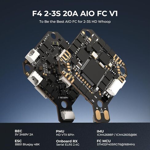 BETAFPV Pavo20 Pro II كوادكوبتر بدون فرش مع دعامة HD VTX F4 2-3S 20A AIO FC، محركات LAVA 1104 7200KV بدون فرش، شريط COB LED متوافق مع O4/O4 Air Unit Pro، للتصوير الحر FPV in Kuwait