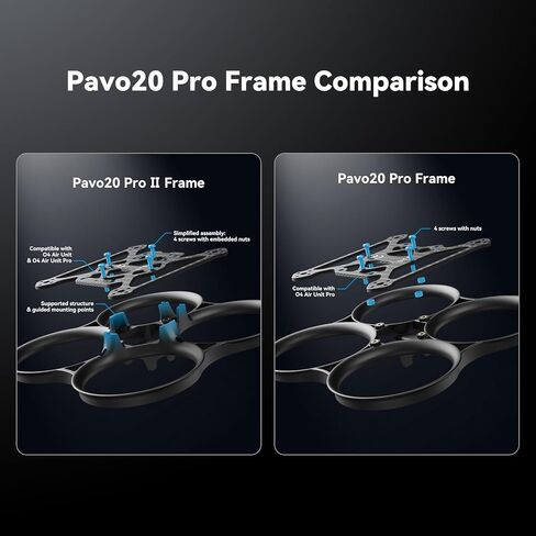 BETAFPV Pavo20 Pro II كوادكوبتر بدون فرش مع دعامة HD VTX F4 2-3S 20A AIO FC، محركات LAVA 1104 7200KV بدون فرش، شريط COB LED متوافق مع O4/O4 Air Unit Pro، للتصوير الحر FPV in Kuwait