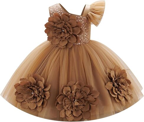 IBTOM CASTLE Baby Girl Birthday Dress One Shoulder Sequin Tulle Tutu Dress Toddler Bowknot Wedding Formal Pageant Party Gown in Saudi Arabia