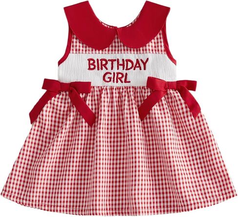 Birthday Girl Outfit Baby Birthday Dress ​Toddler Little Girls Sleeveless Smocked Smash Cake Clothes in Kuwait