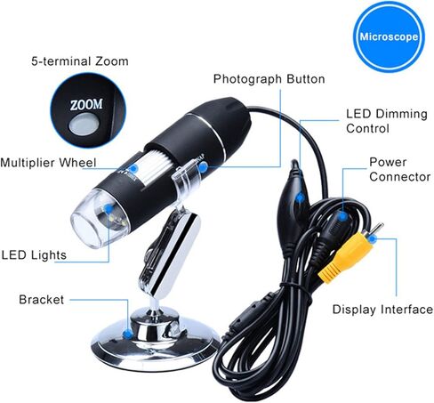 Gavigain Digital Microscope Camera, Portable Digital Microscope 1000X HD Mini Microscope for Monitor LCD TV Handheld Pocket Microscopes with 8 LED Compatible with iPhone Android Windows Computer in Kuwait