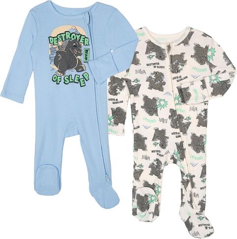 Godzilla Baby 2 Pack Sleep N' Plays 2-Way Zip Newborn to Infant Sizes (Newborn - 24 Months) in Saudi Arabia