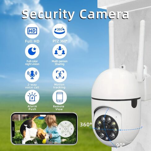 قبة كاميرا مراقبة 2K تدور بزاوية 360 درجة، إمالة 5X D-Zoom، تنبيه كشف الحركة/البكاء، تتبع تلقائي، 3 رؤية ليلية، صوت ثنائي الاتجاه، توصيل داخلي، بطاقة سحابية/بحد أقصى 256 جيجا، مراقبة المنزل الذكي واي فاي 2.4 جيجا، بدون محول in Kuwait