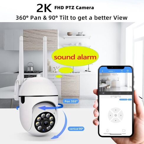 قبة كاميرا مراقبة 2K تدور بزاوية 360 درجة، إمالة 5X D-Zoom، تنبيه كشف الحركة/البكاء، تتبع تلقائي، 3 رؤية ليلية، صوت ثنائي الاتجاه، توصيل داخلي، بطاقة سحابية/بحد أقصى 256 جيجا، مراقبة المنزل الذكي واي فاي 2.4 جيجا، بدون محول in Kuwait