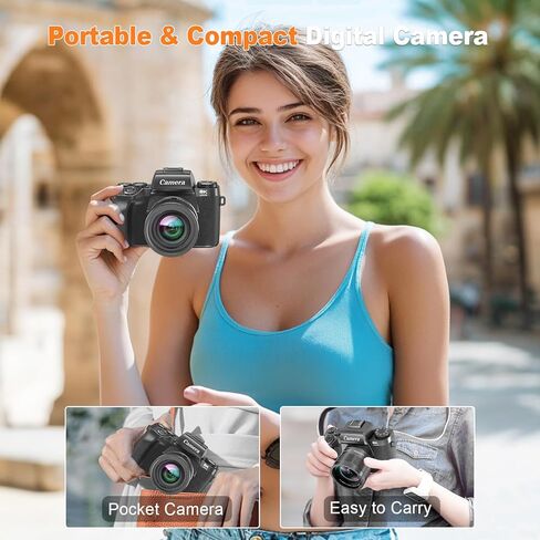 كاميرا رقمية بدقة 8K للتصوير الفوتوغرافي، وكاميرا تسجيل فيديو مزدوجة العدسات بتقنية WiFi بدقة 64 ميجابكسل لليوتيوب مع تكبير رقمي 16X، وفلاش، وشاشة تعمل باللمس، وبطاقة TF سعة 32 جيجابايت، وغطاء عدسة، ومخرج HDMI وبطارية 3000 مللي أمبير في الساعة (أسود) in Kuwait