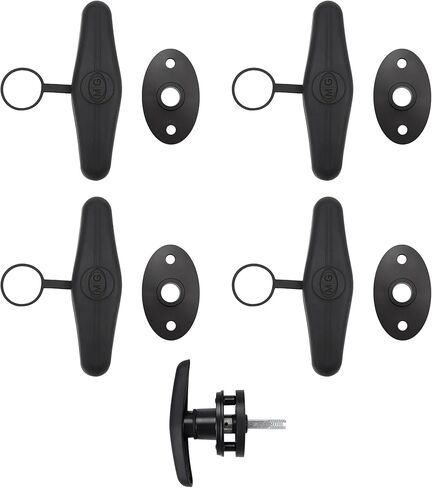 Pickup Truck Cap Topper Camper Shell Locking T-Handle -with 2 Keys for Most Brands of Truck caps, Toppers, Camper Tops Black Powder Coated Finish-Left Side in Saudi Arabia