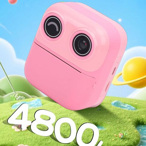 PUSOKEI Instant Print Camera, 48MP 1080P Digital Camera with 2.4 Inch HD Screen for Kids, Built in 1300mAh Battery, Support Video Recording Photo Printing Games Music Play in Kuwait
