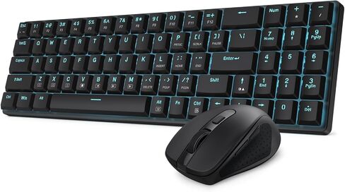 Redragon BS8773 Wireless Keyboard and Mouse Combo, 78 Keys 2.4Ghz Wireless Low-Profile Mechanical Red Switch Keyboard w/Slim Compact Design & Single Blue Backlit, Comfort Grip 2400 DPI Max Mouse in Saudi Arabia