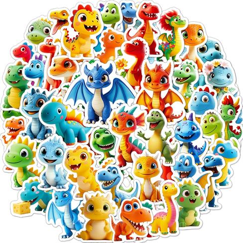 3D Dinosaur Stickers for Kids 112 Pcs Cute Kawaii Dinosaur Sticker Pack, Prizes for Kids Classroom, Waterproof Vinyl Stickers for Water Bottles, Scrapbook, Skateboard, Journal, Luggage, Laptop, etc in Saudi Arabia