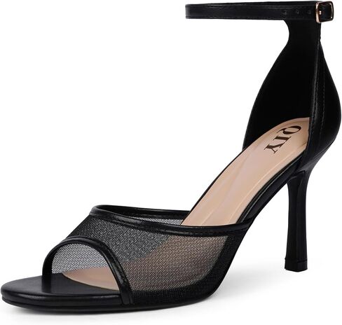 QIY Womens Ankle Strap Heels Stiletto 3.5 Inch Heel Open Round Toe Heeled Sandals Sexy Summer Dress Shoes in Kuwait