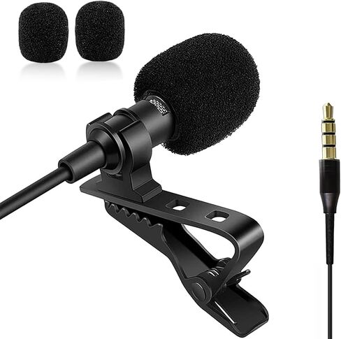Mini Omnidirectional Condenser Lavalier Mic – Wired Professional Clip-on Microphone with 79 Inch Flexible Cable, for Phone Recording, Vlogging, YouTube Content, Interviews in Kuwait