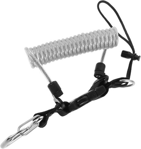 Scuba Diving Retractable Lanyard with Stainless Steel Cable and Quick Release Buckle for Underwater Cameras and Dive Lights, Anti-lost Spring Coiled Strap, Silver Gray for Diving in Kuwait