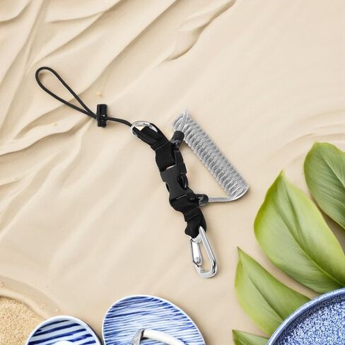 Scuba Diving Retractable Lanyard with Stainless Steel Cable and Quick Release Buckle for Underwater Cameras and Dive Lights, Anti-lost Spring Coiled Strap, Silver Gray for Diving in Kuwait