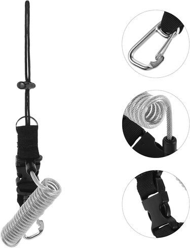 Scuba Diving Retractable Lanyard with Stainless Steel Cable and Quick Release Buckle for Underwater Cameras and Dive Lights, Anti-lost Spring Coiled Strap, Silver Gray for Diving in Kuwait