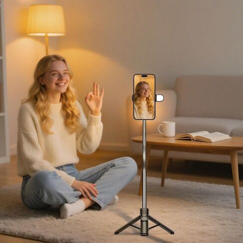 Generic 31.5 In Selfie Stick Tripod With Beauty Light M17S, 360-Degree Rotation, Remote, Streaming/Photography, Design in Kuwait