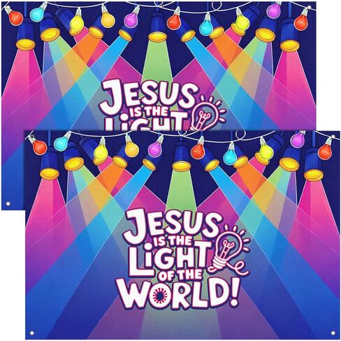 HunnmingRe 2 Pcs Glow Vbs Backdrop 9 x 6 ft Large Religious Backdrop Colorful Disco Party Decoration for Church Vacation Bible School Christian Party Decoration in Kuwait