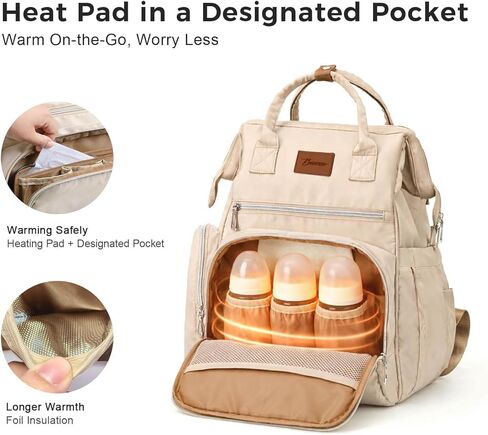 Large Diaper Bag for Mom: 27 Liters with Changing pad - Insulated Lightweight Travel Backpack for Organizing Baby Boy & Girl Essentials - Brown in Saudi Arabia