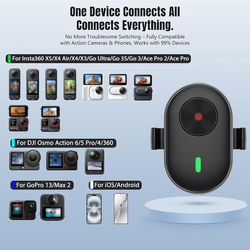 Mini Remote Control Compatible with DJI Osmo 360/Action 6/Action 5 Pro/4, for GoPro Hero 13/12/11/10/9/MAX2, for Insta360 X5/X4 Air/X4/X3/Ace Pro 2/Ace Pro/Ace/Go 3S/Go Ultra, and Smartphones in Kuwait