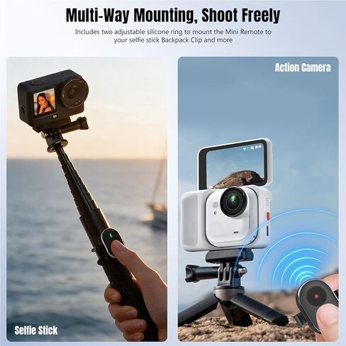 Mini Remote Control Compatible with DJI Osmo 360/Action 6/Action 5 Pro/4, for GoPro Hero 13/12/11/10/9/MAX2, for Insta360 X5/X4 Air/X4/X3/Ace Pro 2/Ace Pro/Ace/Go 3S/Go Ultra, and Smartphones in Kuwait