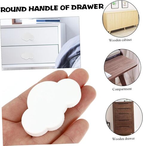 6pcs Adorable Rubber Cabinet Handles Drawer Pulls for Boy Girl Furniture Easy to Install Durable Base Charming White Design for Wardrobes Cabinets in Kuwait
