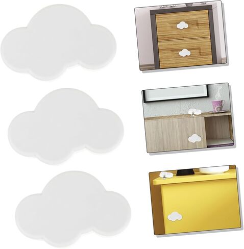 6pcs Adorable Rubber Cabinet Handles Drawer Pulls for Boy Girl Furniture Easy to Install Durable Base Charming White Design for Wardrobes Cabinets in Kuwait