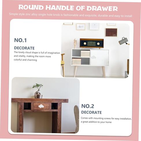 6pcs Adorable Rubber Cabinet Handles Drawer Pulls for Boy Girl Furniture Easy to Install Durable Base Charming White Design for Wardrobes Cabinets in Kuwait