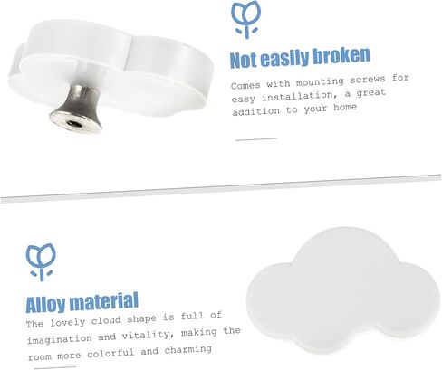 6pcs Adorable Rubber Cabinet Handles Drawer Pulls for Boy Girl Furniture Easy to Install Durable Base Charming White Design for Wardrobes Cabinets in Kuwait