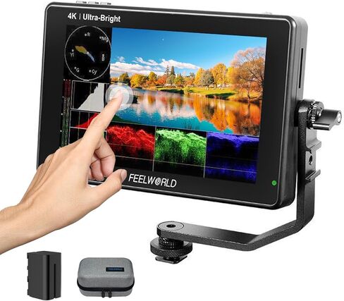 كاميرا FEELWORLD LUT7 2200nits مقاس 7 بوصة تعمل باللمس DSLR كاميرا مراقبة ميدانية 1920x1200 دقة أصلية تدعم 4K HDMI 3D LUT تتضمن جميع الأشكال الموجية حزمة حقيبة حمل البطارية in Kuwait