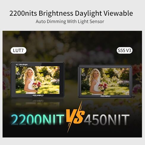كاميرا FEELWORLD LUT7 2200nits مقاس 7 بوصة تعمل باللمس DSLR كاميرا مراقبة ميدانية 1920x1200 دقة أصلية تدعم 4K HDMI 3D LUT تتضمن جميع الأشكال الموجية حزمة حقيبة حمل البطارية in Kuwait