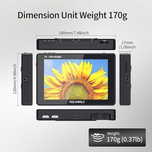 كاميرا FEELWORLD LUT7 2200nits مقاس 7 بوصة تعمل باللمس DSLR كاميرا مراقبة ميدانية 1920x1200 دقة أصلية تدعم 4K HDMI 3D LUT تتضمن جميع الأشكال الموجية حزمة حقيبة حمل البطارية in Kuwait