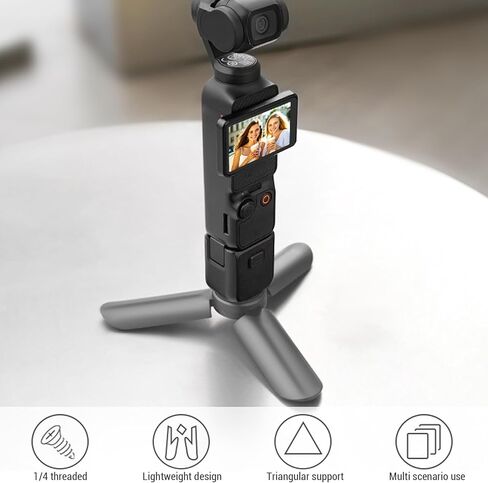 Portable Tripod Stand for 3, X4, X5 with 1/4 Inch Thread - Foldable, Strong Load Capacity 2.5kg, Compact Gray Design for Stable Photography and Travel in Kuwait