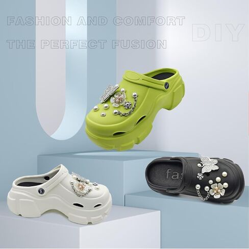 Solaud Women's Platform Clogs High Heel Soft Comfort Lightweight Non-Slip Increased Height Slip on Slide Beach Pool Garden Sandals Shoes in Saudi Arabia