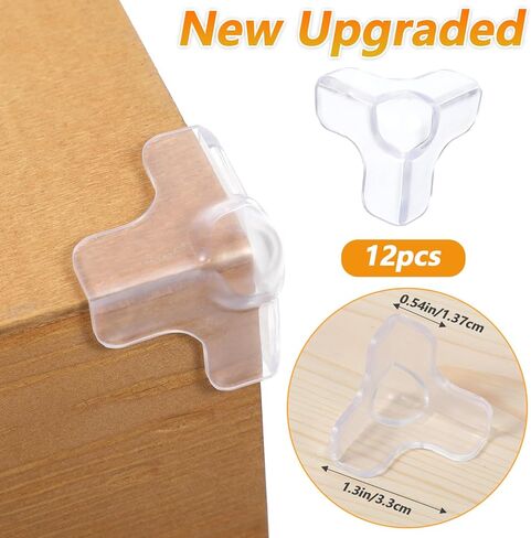 12 Pack Transparent Table Corner Protectors, Baby Safety Edge Covers Guards Child Proof Clear Sharp Corner Bumpers Cushion for Furniture Dining Table in Kuwait