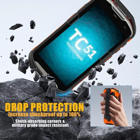علبة تغطية واقية وعرة مع حزام يد مضاد للانزلاق لحمار وحشي TC51/TC52/TC56/TC57/TC510K الماسح الضوئي الباركود ، علبة مصدقة مقاومة للصدمات لجهاز الكمبيوتر المحمول اللمس (البرتقالي) in Kuwait