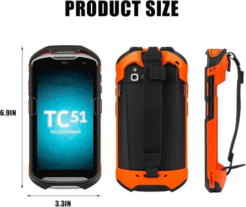 علبة تغطية واقية وعرة مع حزام يد مضاد للانزلاق لحمار وحشي TC51/TC52/TC56/TC57/TC510K الماسح الضوئي الباركود ، علبة مصدقة مقاومة للصدمات لجهاز الكمبيوتر المحمول اللمس (البرتقالي) in Kuwait