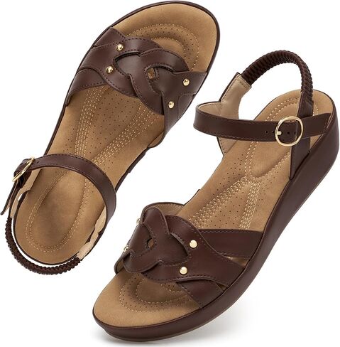 Ecetana Womens Wedge Sandals Comfortable Dressy Woven Adjustable Ankle Strap Platform Casual Sandals for Summer Walking Travel in Saudi Arabia