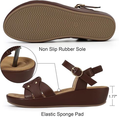 Ecetana Womens Wedge Sandals Comfortable Dressy Woven Adjustable Ankle Strap Platform Casual Sandals for Summer Walking Travel in Saudi Arabia