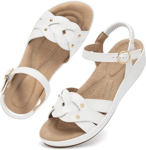 Ecetana Womens Wedge Sandals Comfortable Dressy Woven Adjustable Ankle Strap Platform Casual Sandals for Summer Walking Travel in Saudi Arabia