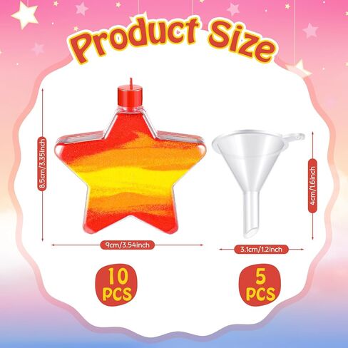 REALKGIANT 31 PCS Sand Art Bottle Kits تشمل 10 زجاجات فنية من البلاستيك ، 16 PCS 8 رمال فنية ملونة ، 5 مسارات صغيرة من البلاستيك للفنون الفنية ، مستلزمات زخرفة الحفلات الفنية (Shell) in Saudi Arabia