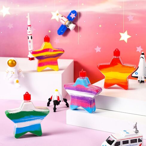 REALKGIANT 31 PCS Sand Art Bottle Kits تشمل 10 زجاجات فنية من البلاستيك ، 16 PCS 8 رمال فنية ملونة ، 5 مسارات صغيرة من البلاستيك للفنون الفنية ، مستلزمات زخرفة الحفلات الفنية (Shell) in Saudi Arabia