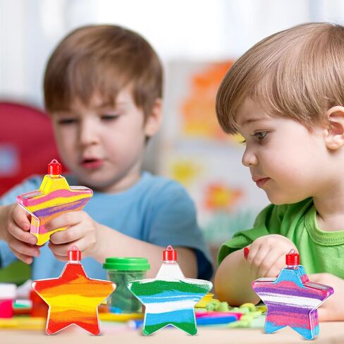 REALKGIANT 31 PCS Sand Art Bottle Kits تشمل 10 زجاجات فنية من البلاستيك ، 16 PCS 8 رمال فنية ملونة ، 5 مسارات صغيرة من البلاستيك للفنون الفنية ، مستلزمات زخرفة الحفلات الفنية (Shell) in Saudi Arabia