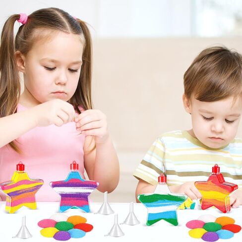 REALKGIANT 31 PCS Sand Art Bottle Kits تشمل 10 زجاجات فنية من البلاستيك ، 16 PCS 8 رمال فنية ملونة ، 5 مسارات صغيرة من البلاستيك للفنون الفنية ، مستلزمات زخرفة الحفلات الفنية (Shell) in Saudi Arabia