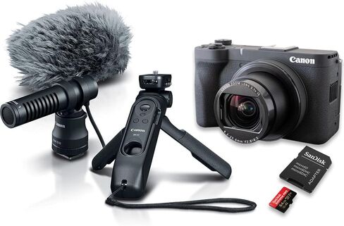 مجموعة أدوات إنشاء المحتوى PowerShot V1 من Canon، كاميرا هجينة، عدسة تكبير مدمجة ذات زاوية واسعة جدًا، فيديو بدقة 4K، تصميم مضغوط in Kuwait