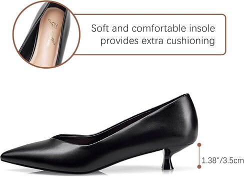 GENSHUO Women's Kitten Heels Closed Pointed Toe Pumps, 1 Inch Low Heel Dress Shoes, Wedding Formal Work Holiday Comfortable Fashion in Saudi Arabia