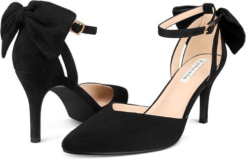 Zzheels Women's Pumps 3" Kitten Bow Heels Closed Pointed Toe Stiletto Shoes in Saudi Arabia