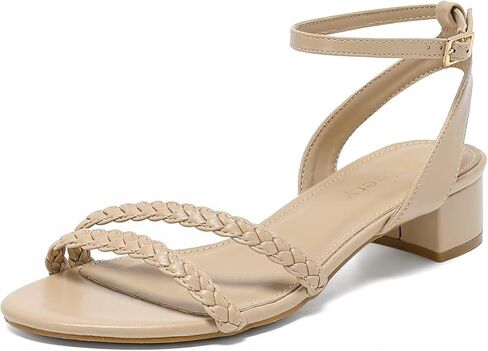 Women's Adjustable Ankle Strap Heel Open Toe Sandals 1.18 Inch Low Chunky Block Neutral Steappy Heel Comfortable Dressy For Graduation Vacation Wedding Party Casual in Saudi Arabia