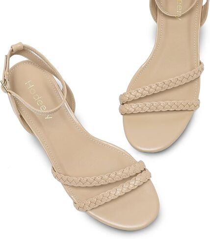Women's Adjustable Ankle Strap Heel Open Toe Sandals 1.18 Inch Low Chunky Block Neutral Steappy Heel Comfortable Dressy For Graduation Vacation Wedding Party Casual in Saudi Arabia